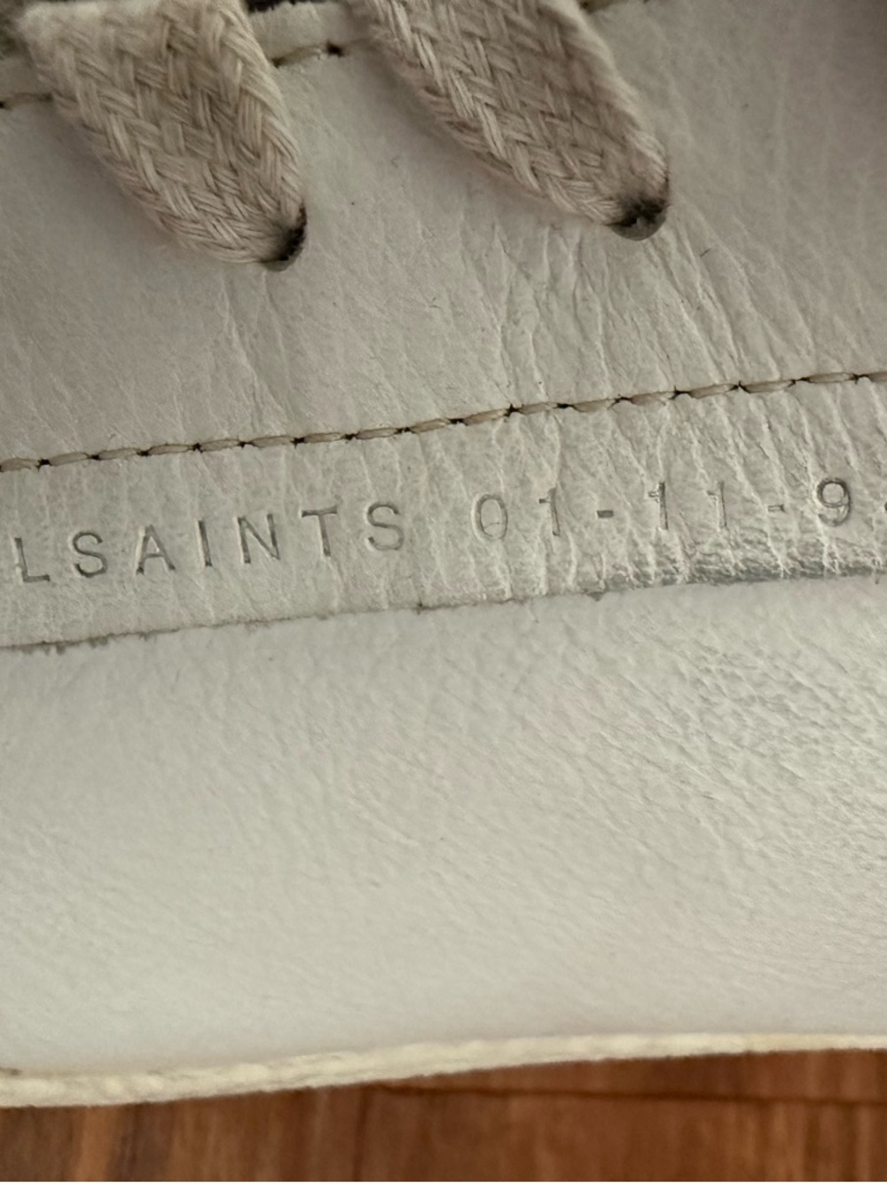 All Saints White Leather Sneakers with Beige Suede Toe - Picture 5 of 6